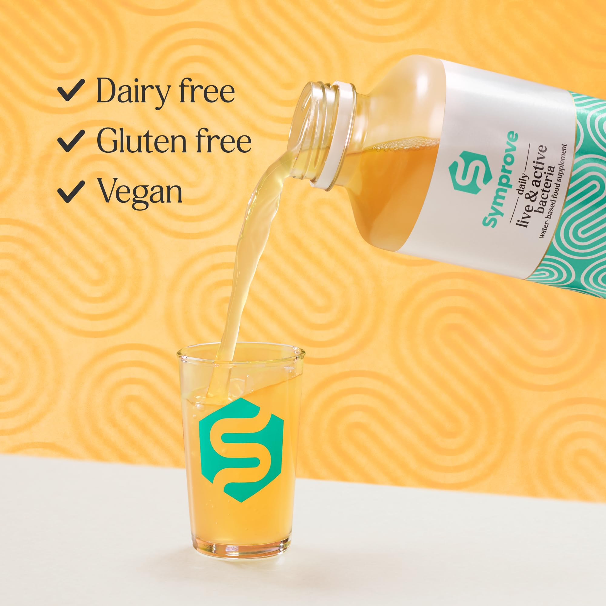Glass of Symprove Mango and Passionfruit beverage