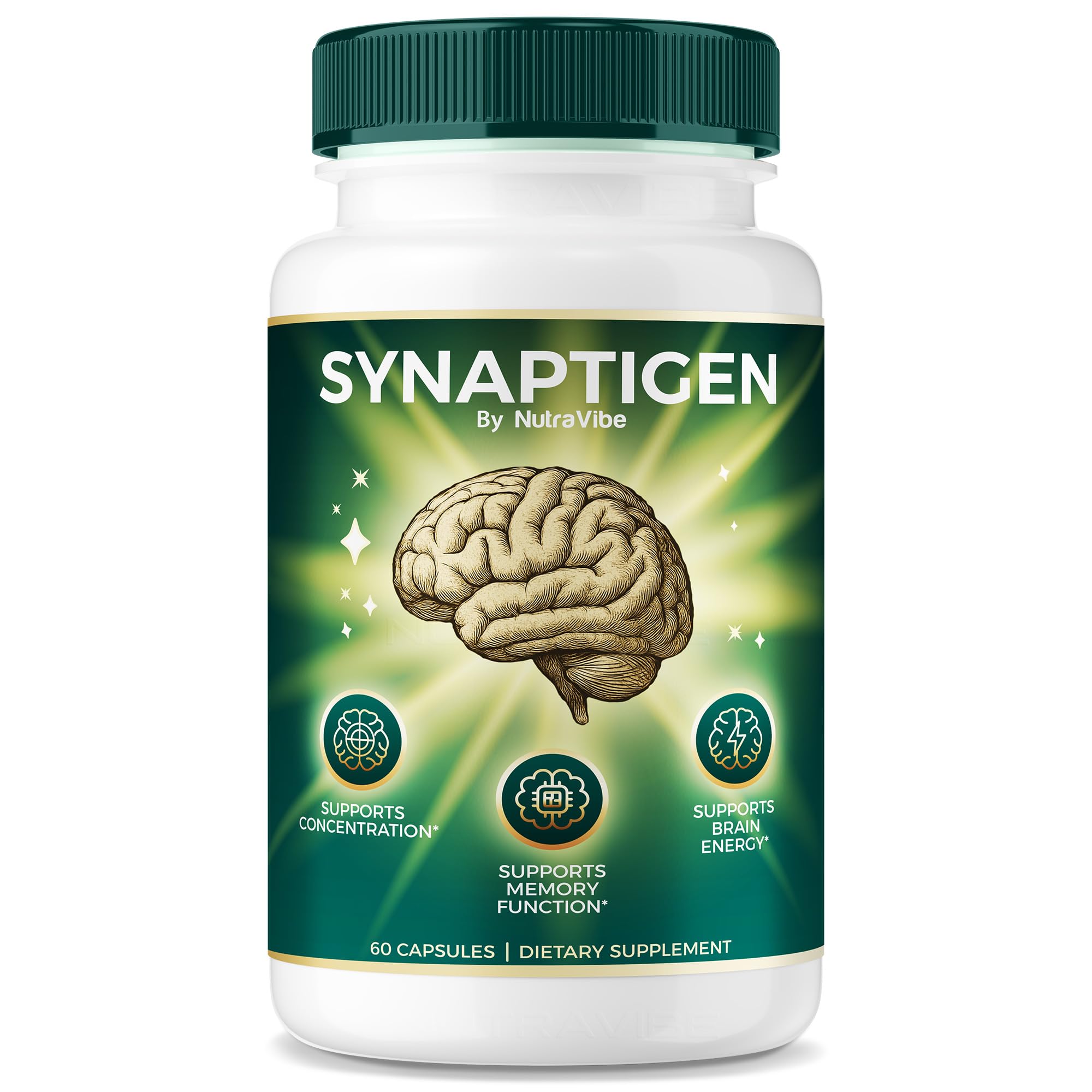 Front view of Synaptigen Capsules bottle
