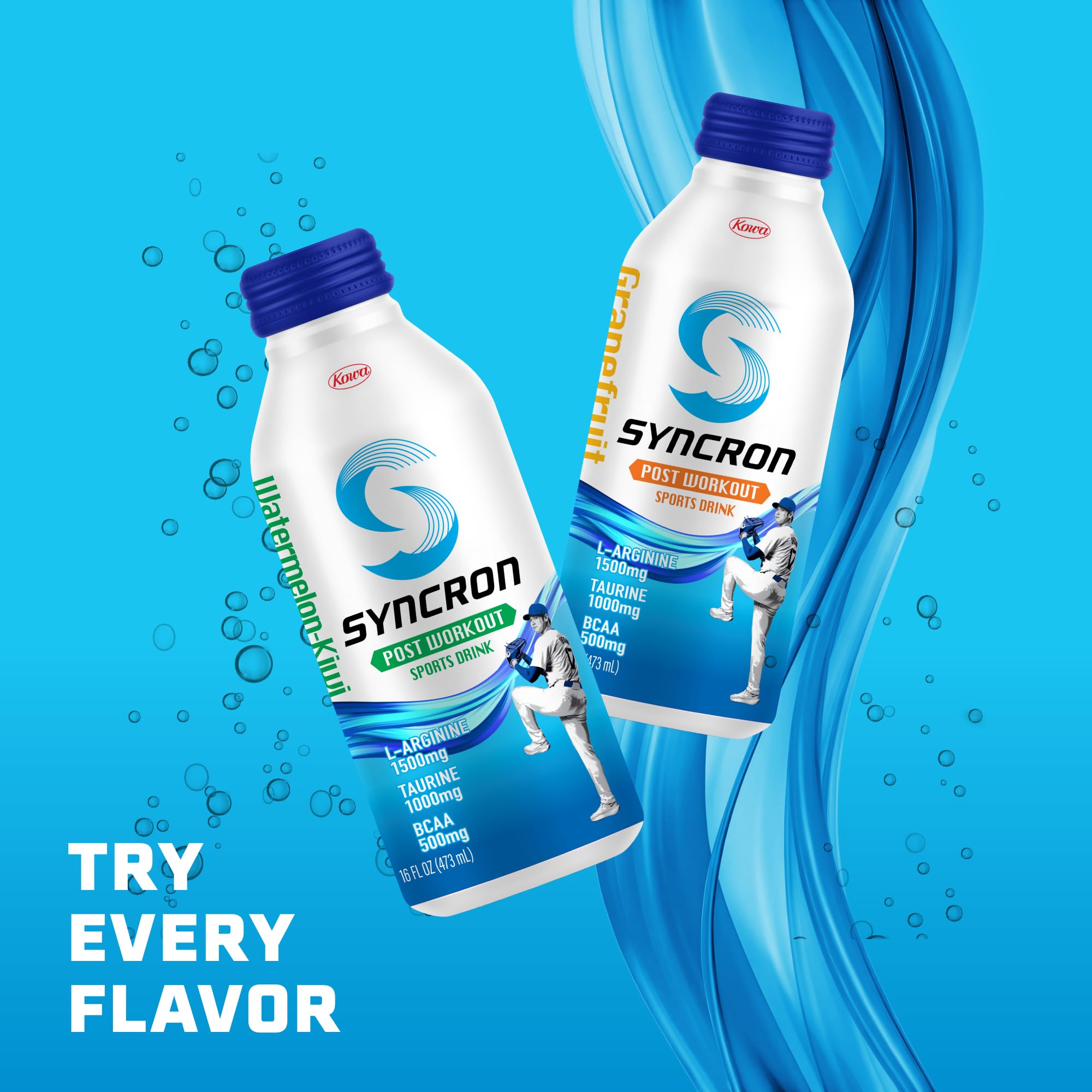 Close-up of Syncron watermelon kiwi flavor label