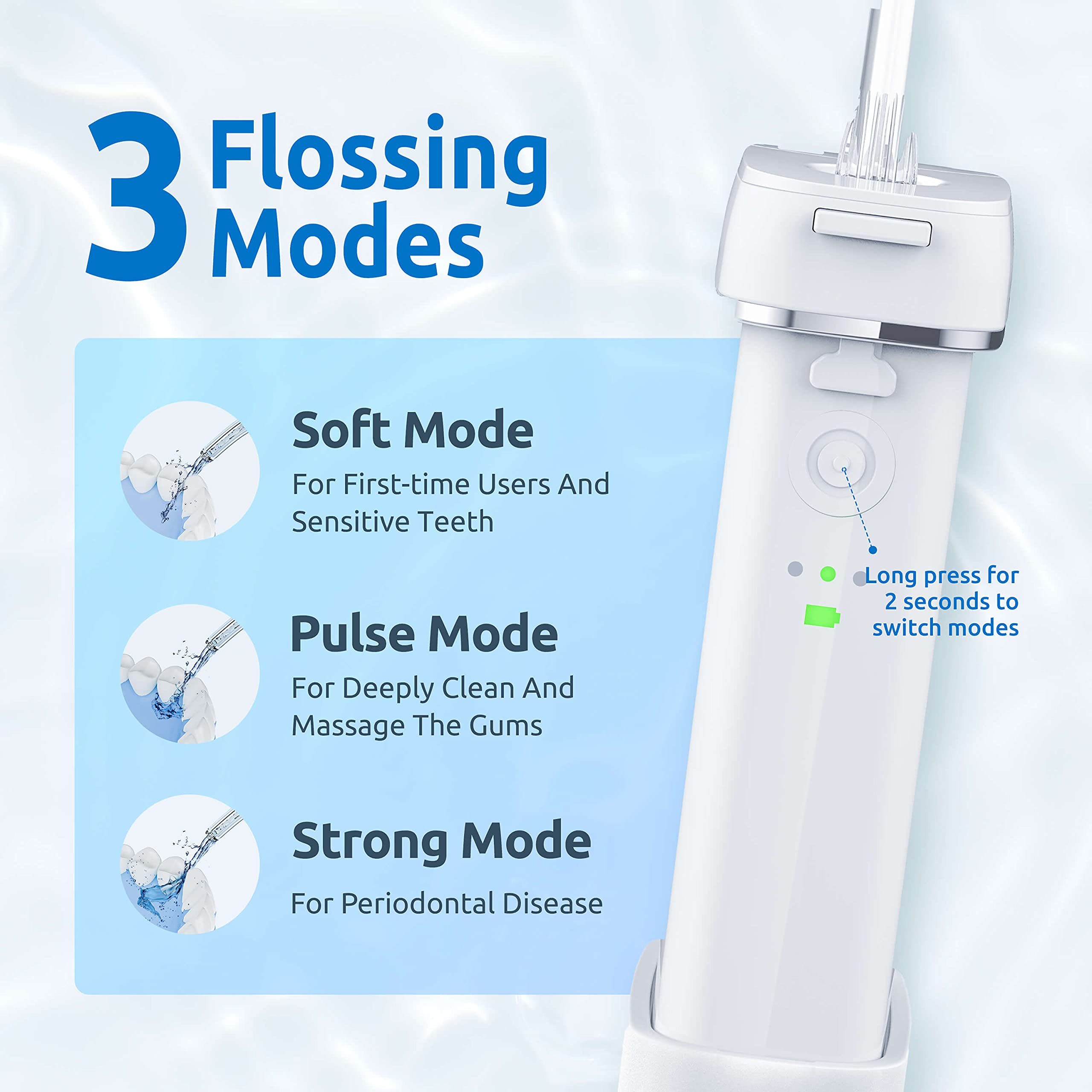Compact travel-friendly water flosser with USB charging