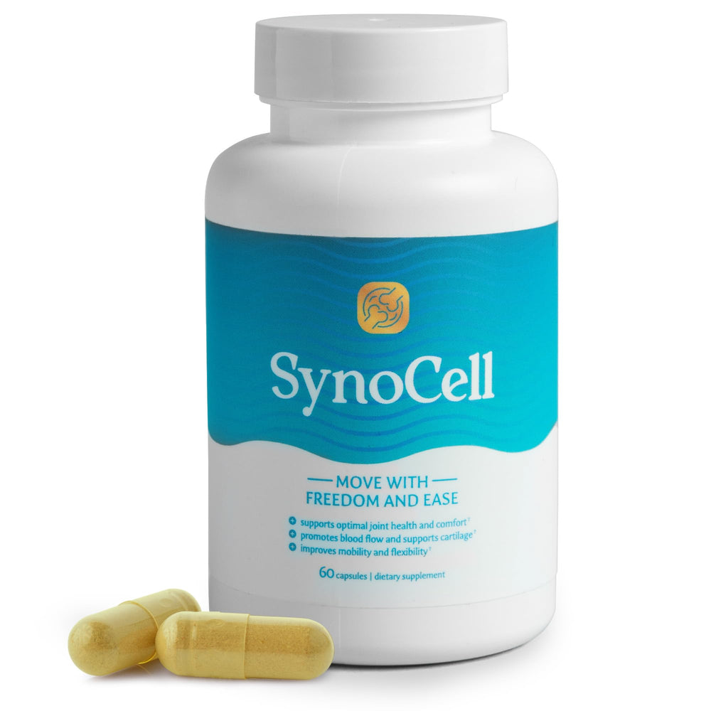Bottle of Synocell Glucosamine Chondroitin Complex for back, neck, and joint support