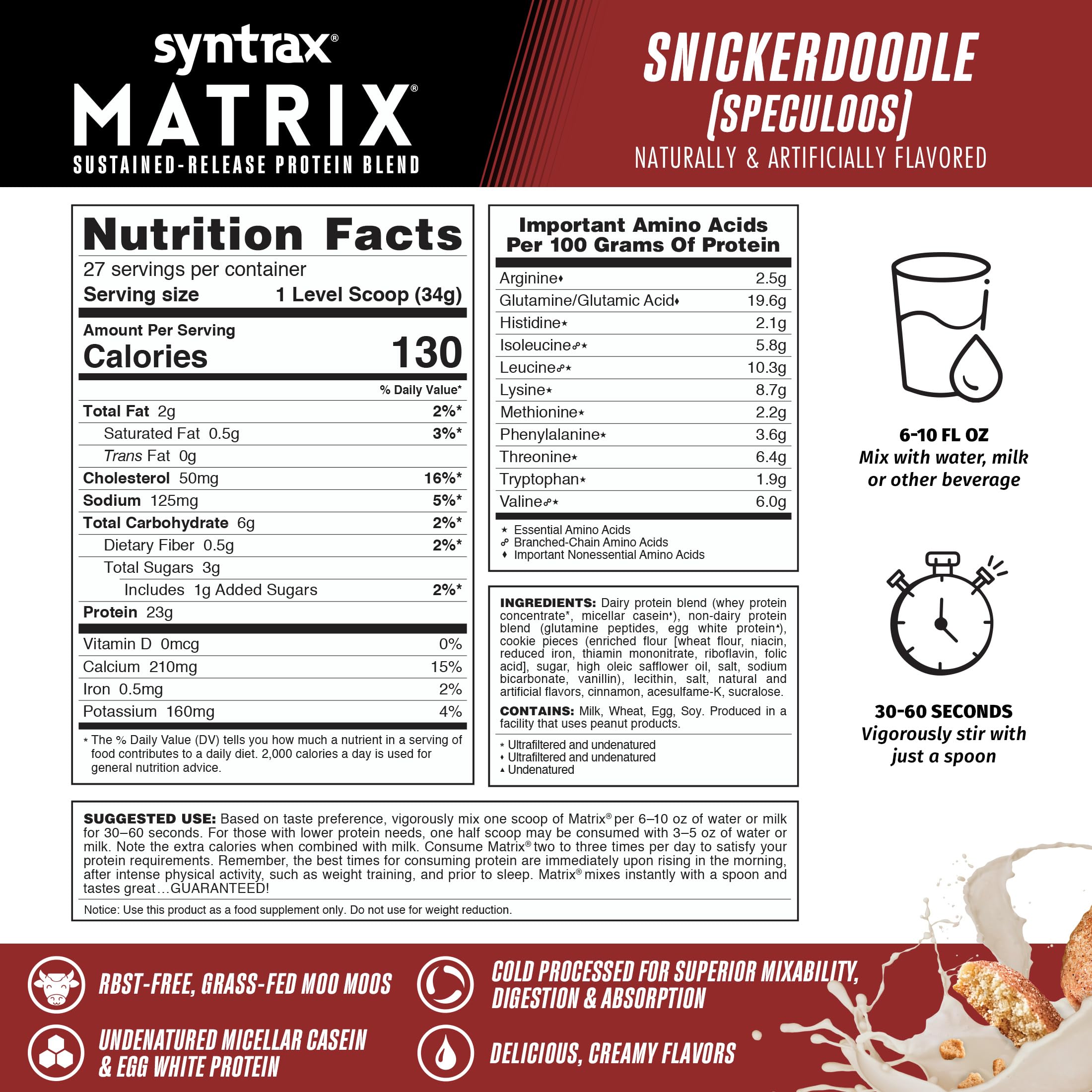 Syntrax Matrix shake glass-pouring creamy shake ready with snickerdoodle flavor