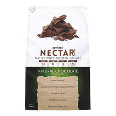 Syntrax Nectar Naturals Natural Chocolate bottle pour ideal for a quick protein boost.