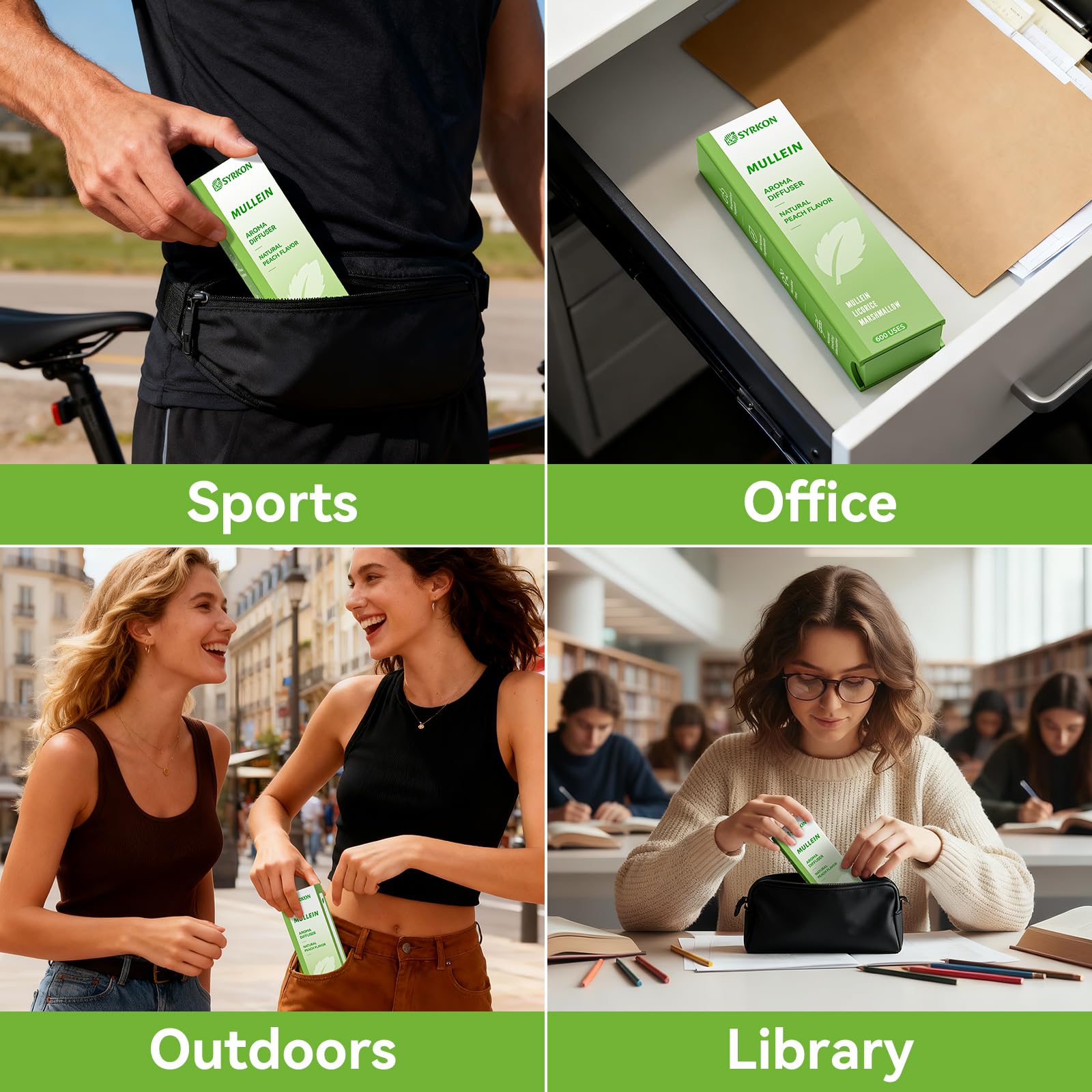 On-the-go diffuser pen shown in desk or bag setting