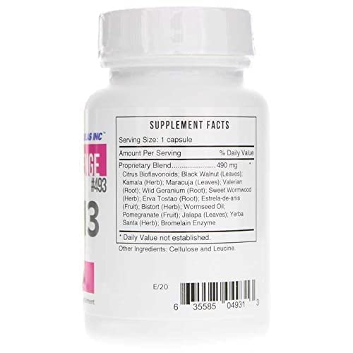 Close-up of VRM3 herbal blend ingredients including valerian root and black walnut