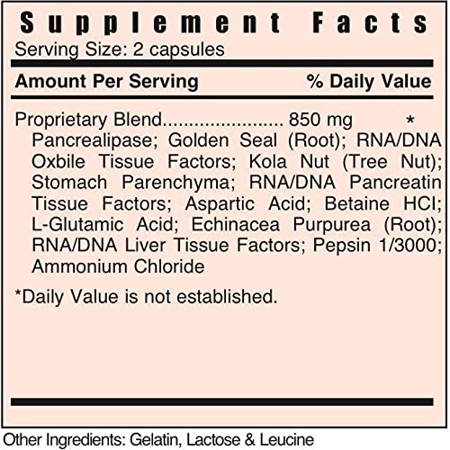 Close-up label of Systemic Formulas D - Digest