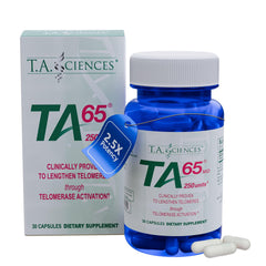 TA-65 Telomere Activation Supplement bottle with label