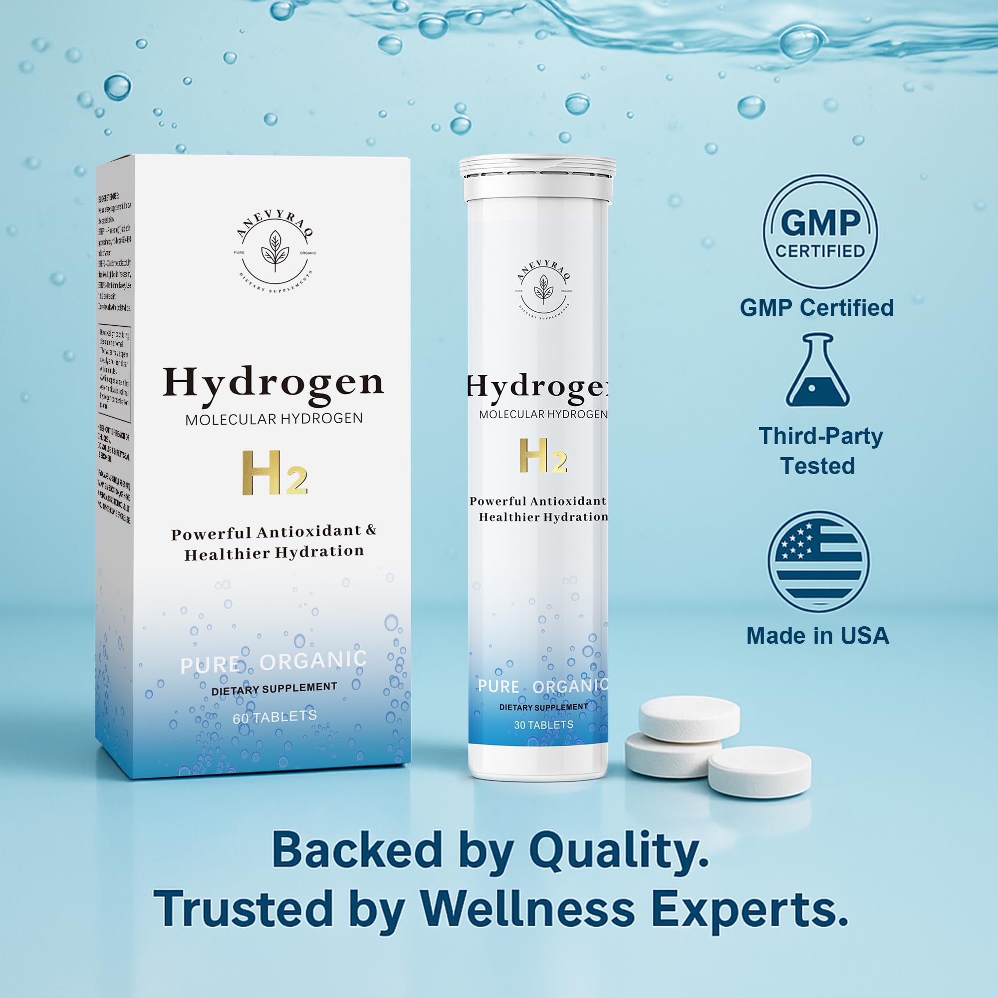 Close-up of the hydrogen tablet