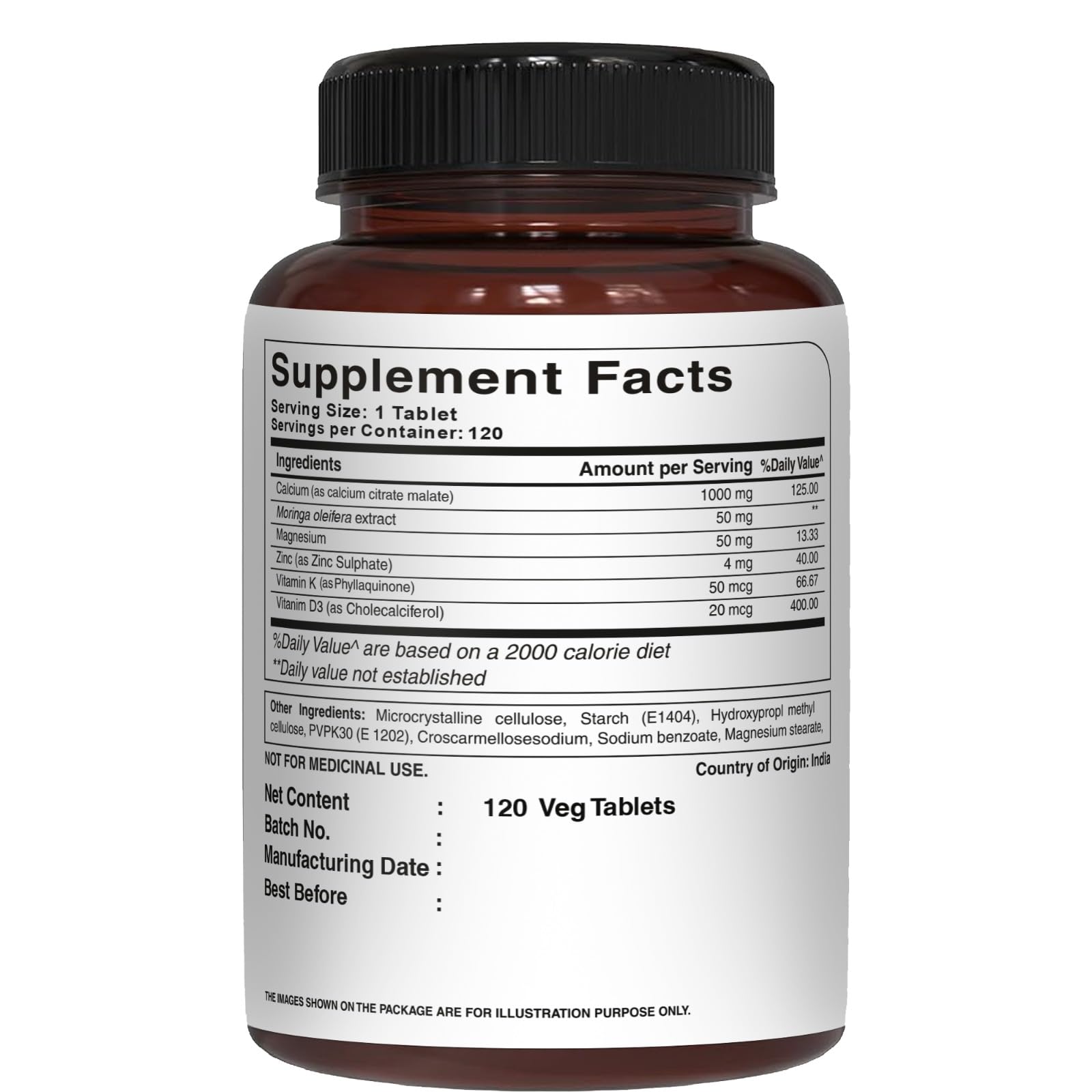 Serving size illustration: take one tablet after a meal.
