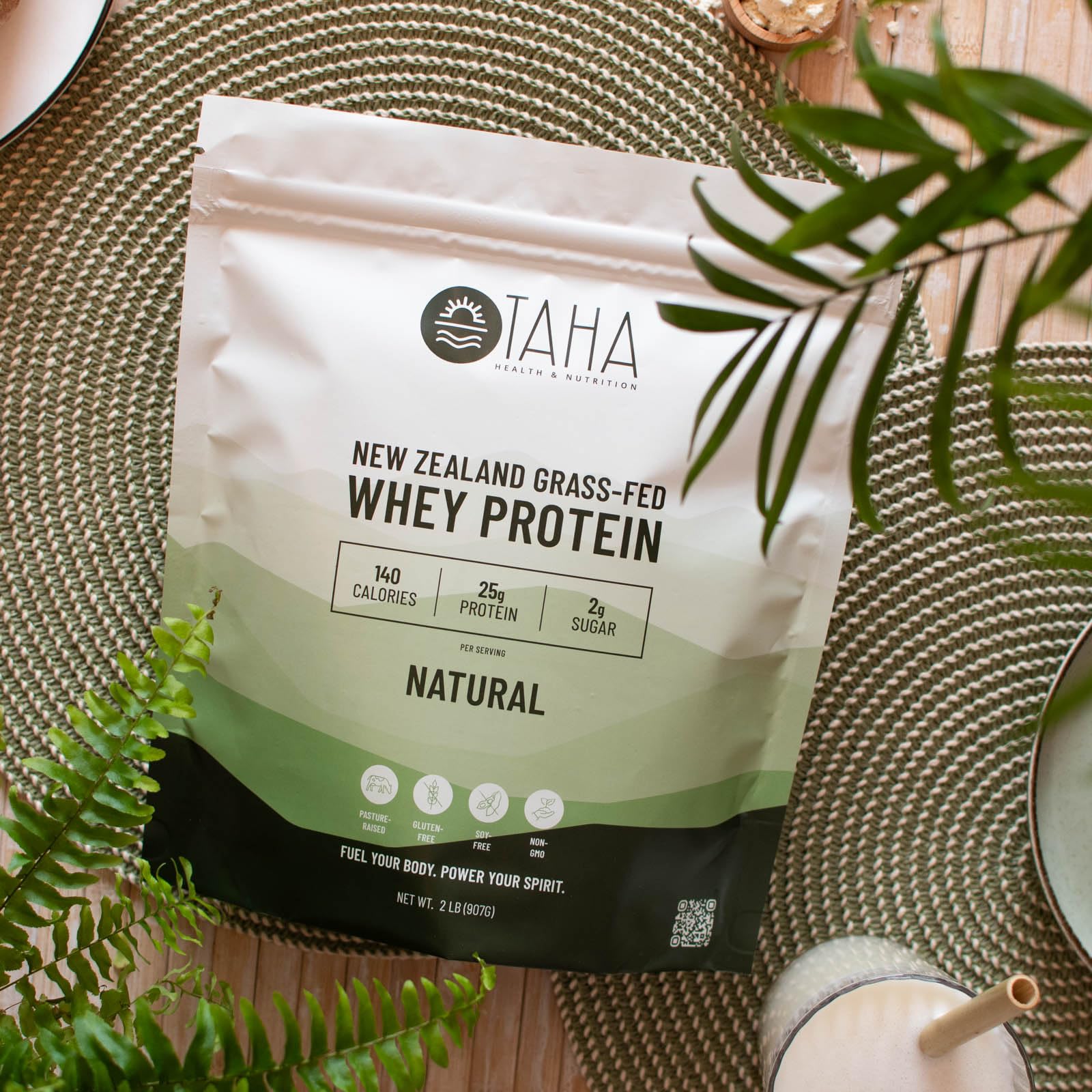 Taha Health & Nutrition gluten-free and soy-free packaging for clean everyday nutrition.