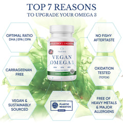 TAHIRO Omega-3 Softgels bottle back with ingredients