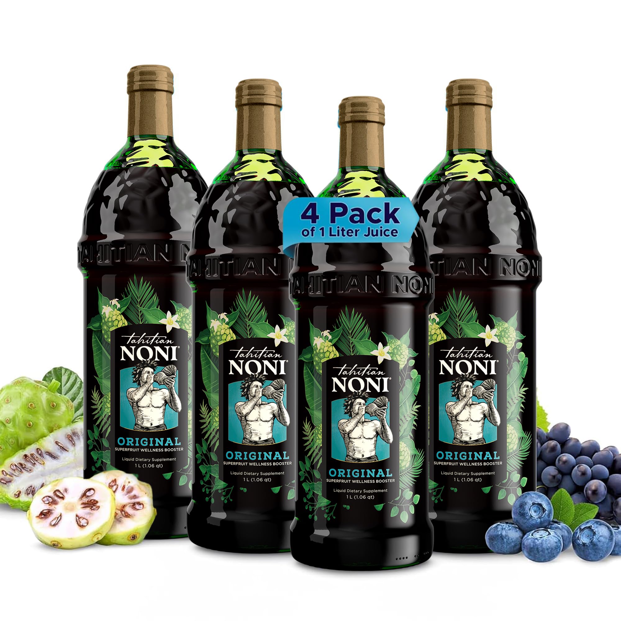 Front view of Morinda Tahitian Noni 4x1L pack