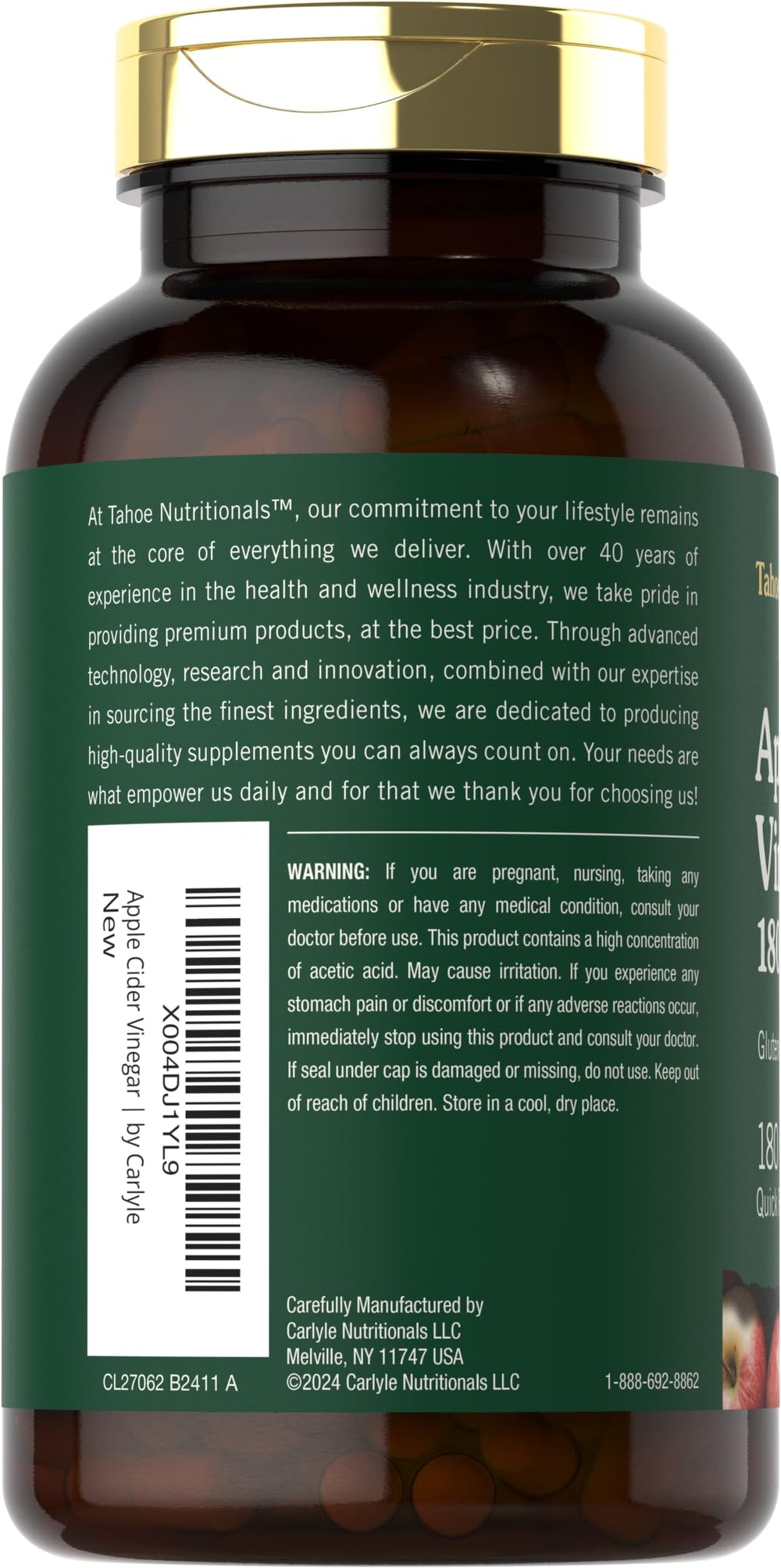 Tahoe Nutritionals Apple Cider Vinegar capsules close-up of the quick-release form