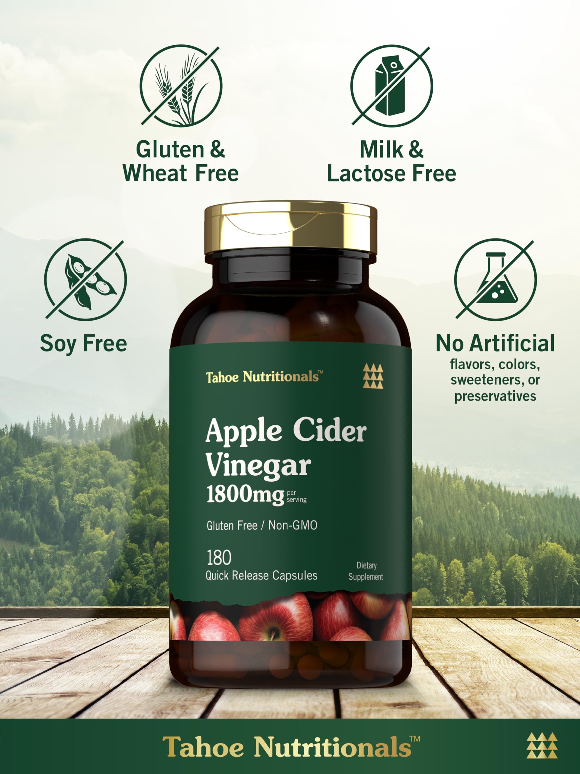 Tahoe Nutritionals Apple Cider Vinegar capsules nutrition facts panel