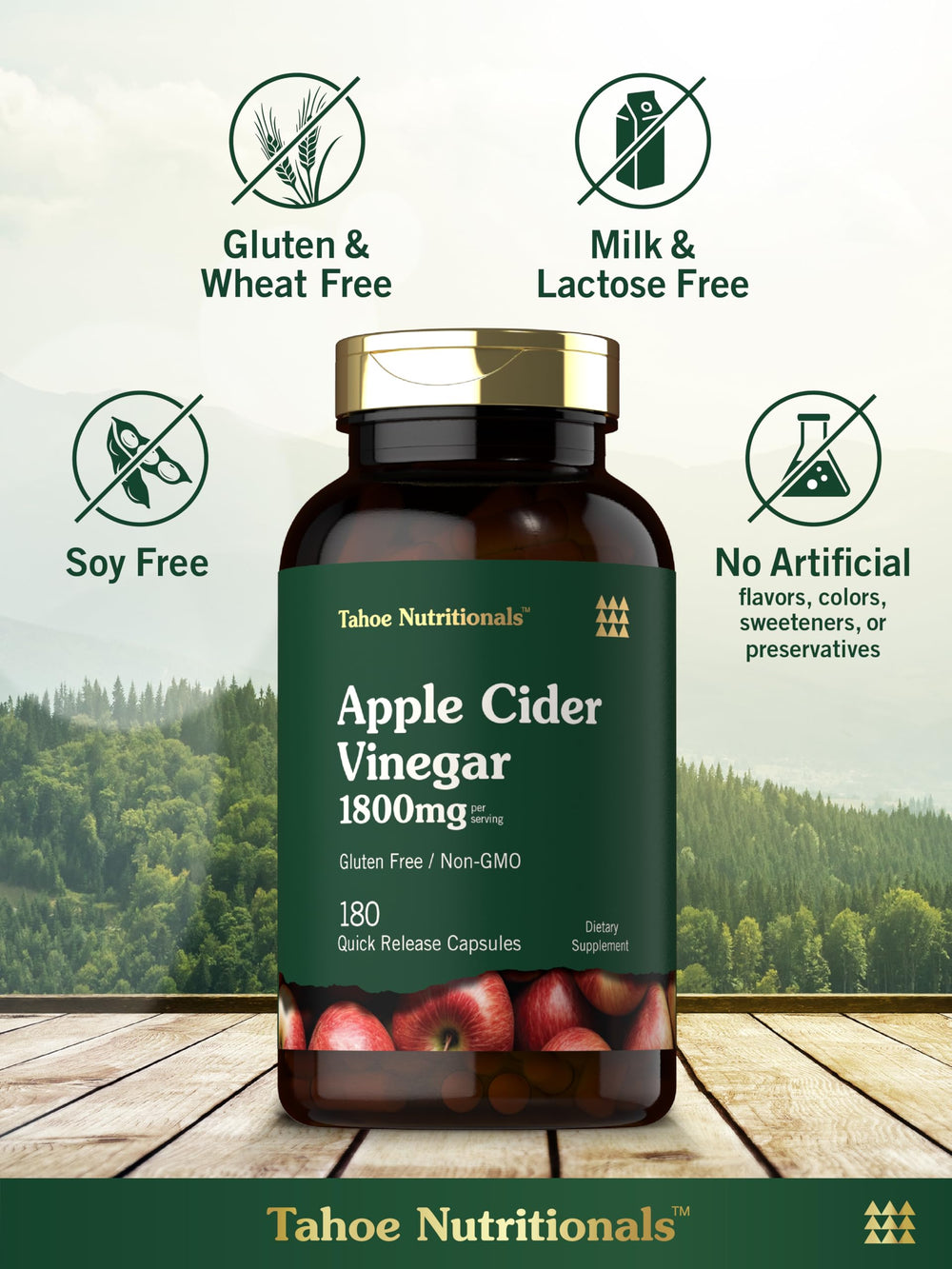 Tahoe Nutritionals Apple Cider Vinegar capsules nutrition facts panel