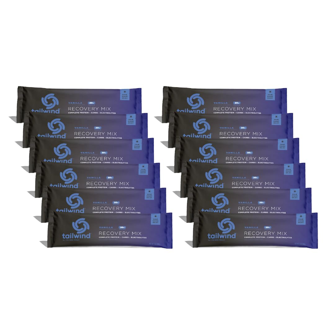 Tailwind Recovery Mix vanilla flavor bottle with 12 servings label