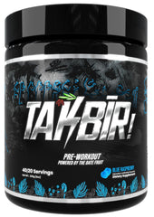 TAKBIR! pre-workout blue raspberry front label