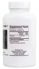 Two bottles of Takesumi Supreme activated bamboo charcoal capsules on white background