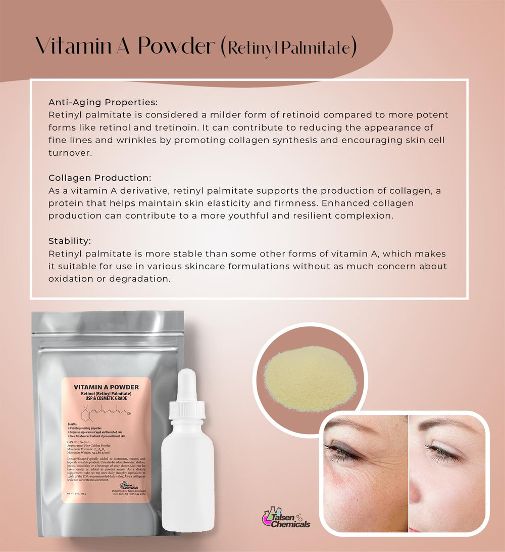 Close-up of Vitamin A powder in a sample container