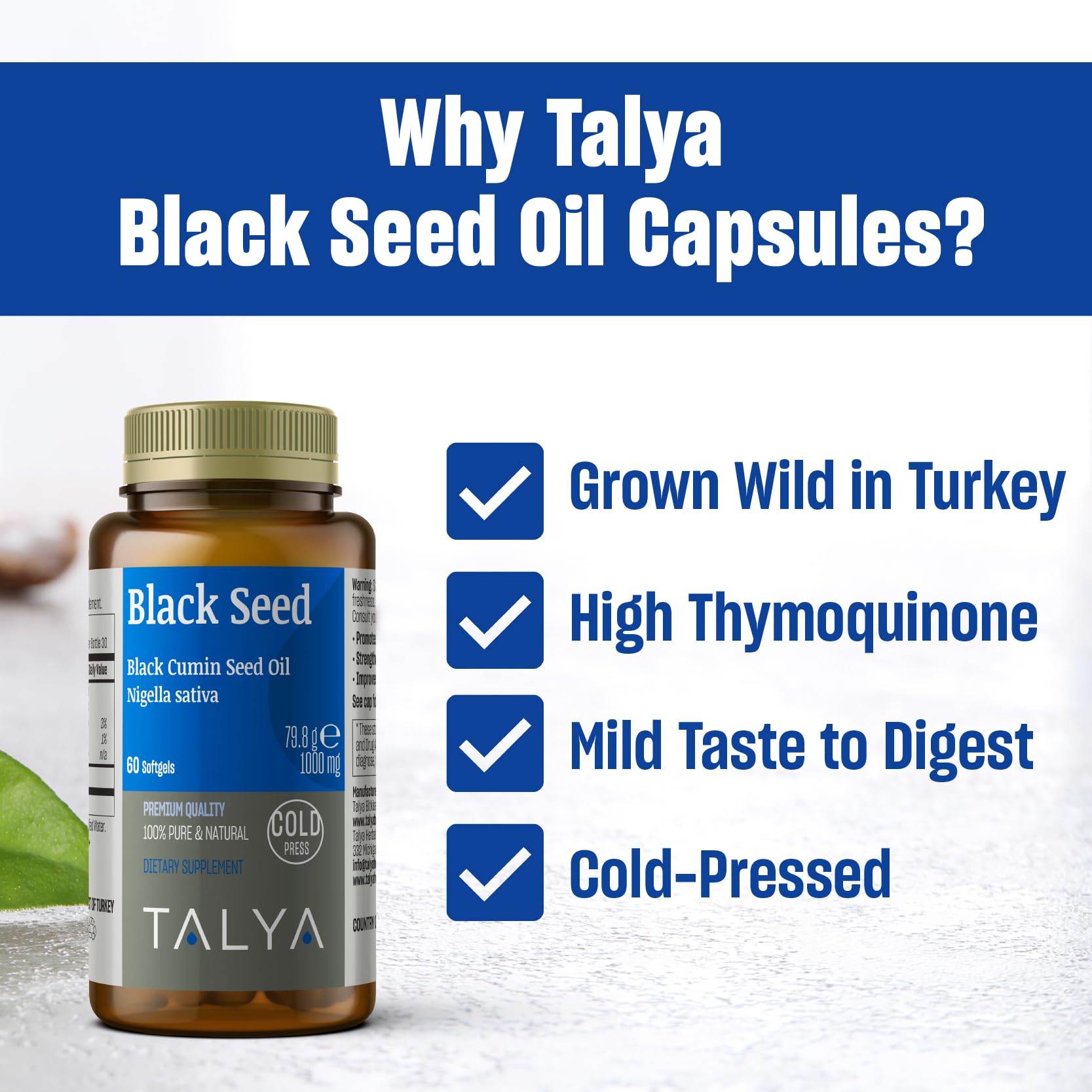 TALYA Black Seed Oil Softgel bottle product image