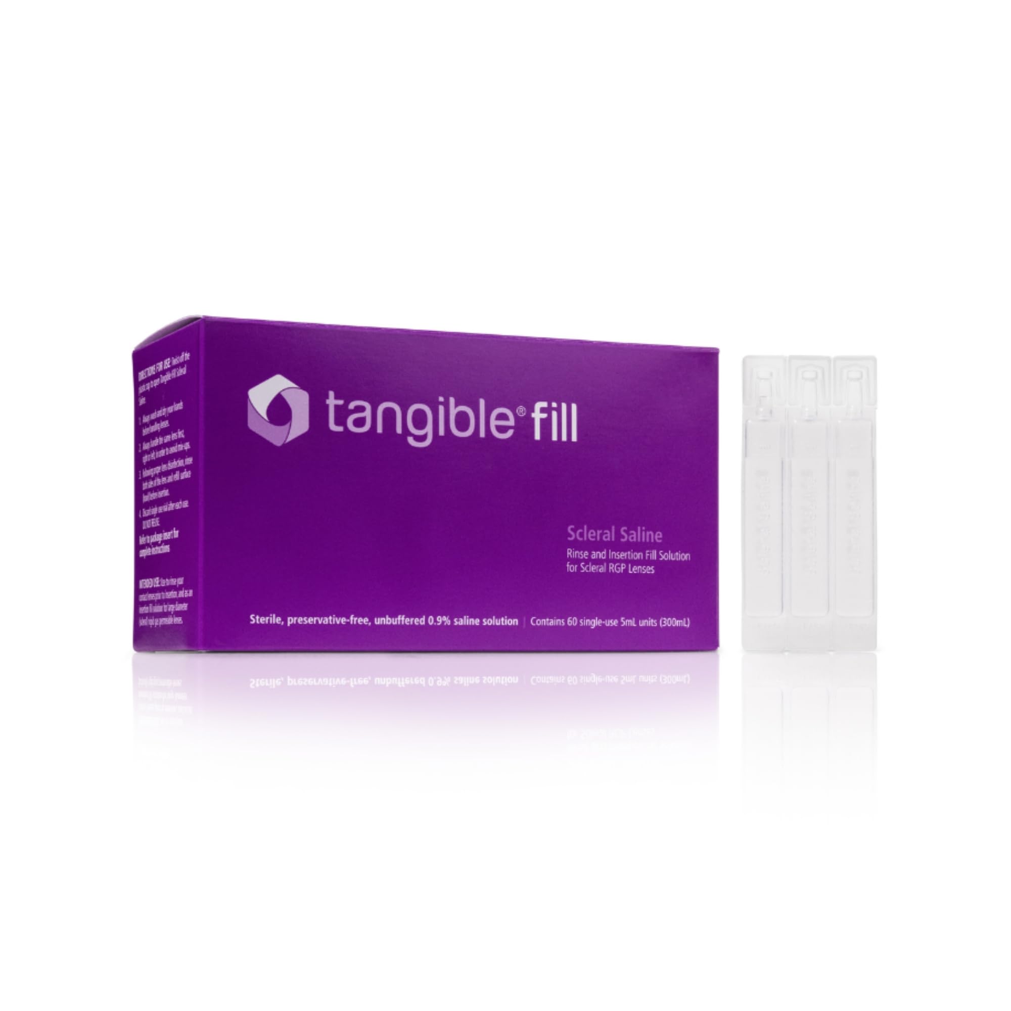Tangible Fill saline in 5mL vials for scleral and RGP lenses, pack of 60