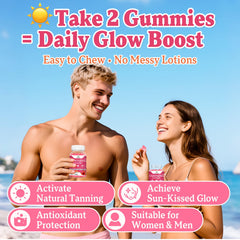 Gummies ingredients: astaxanthin, lycopene, beta-carotene for bronzing