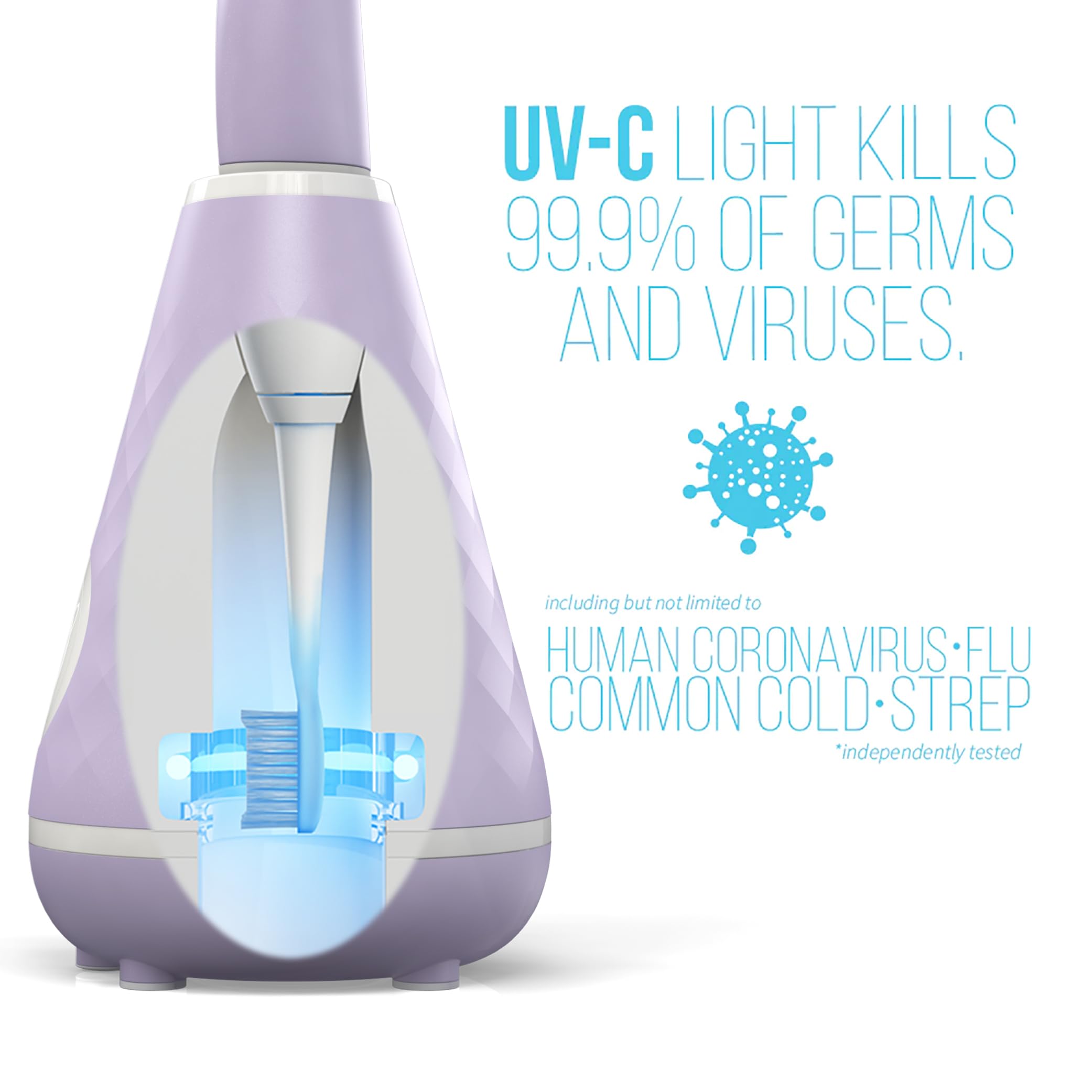 Close-up of TAO Clean Sonic Toothbrush bristles in Lilac Bliss
