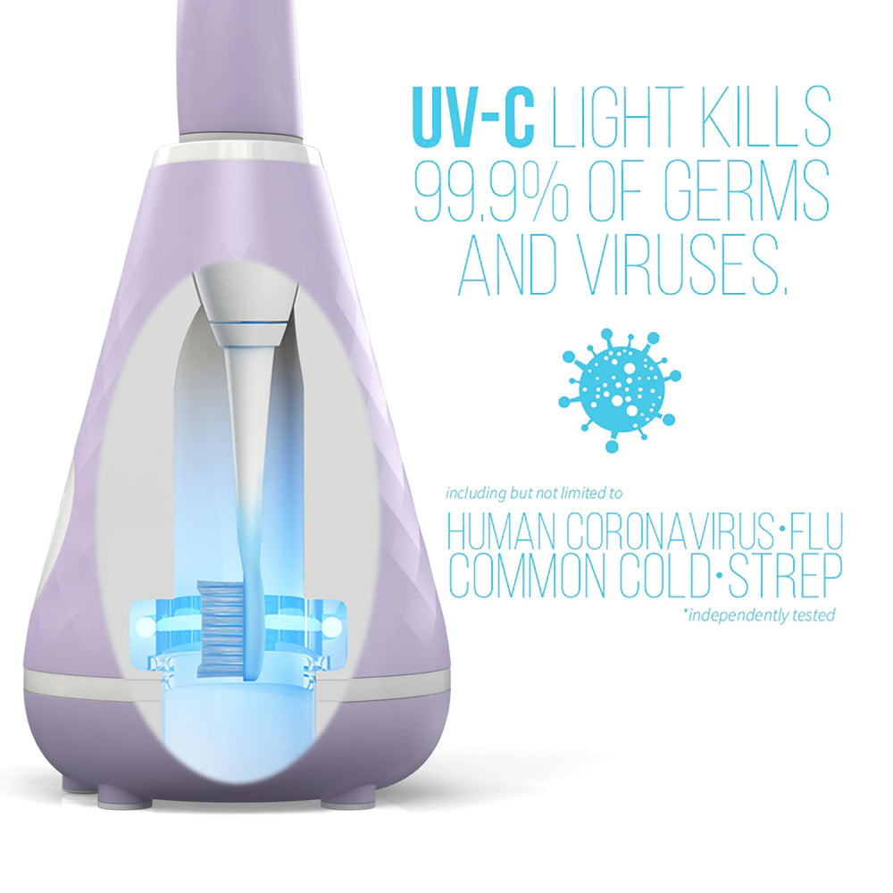Close-up of TAO Clean Sonic Toothbrush bristles in Lilac Bliss