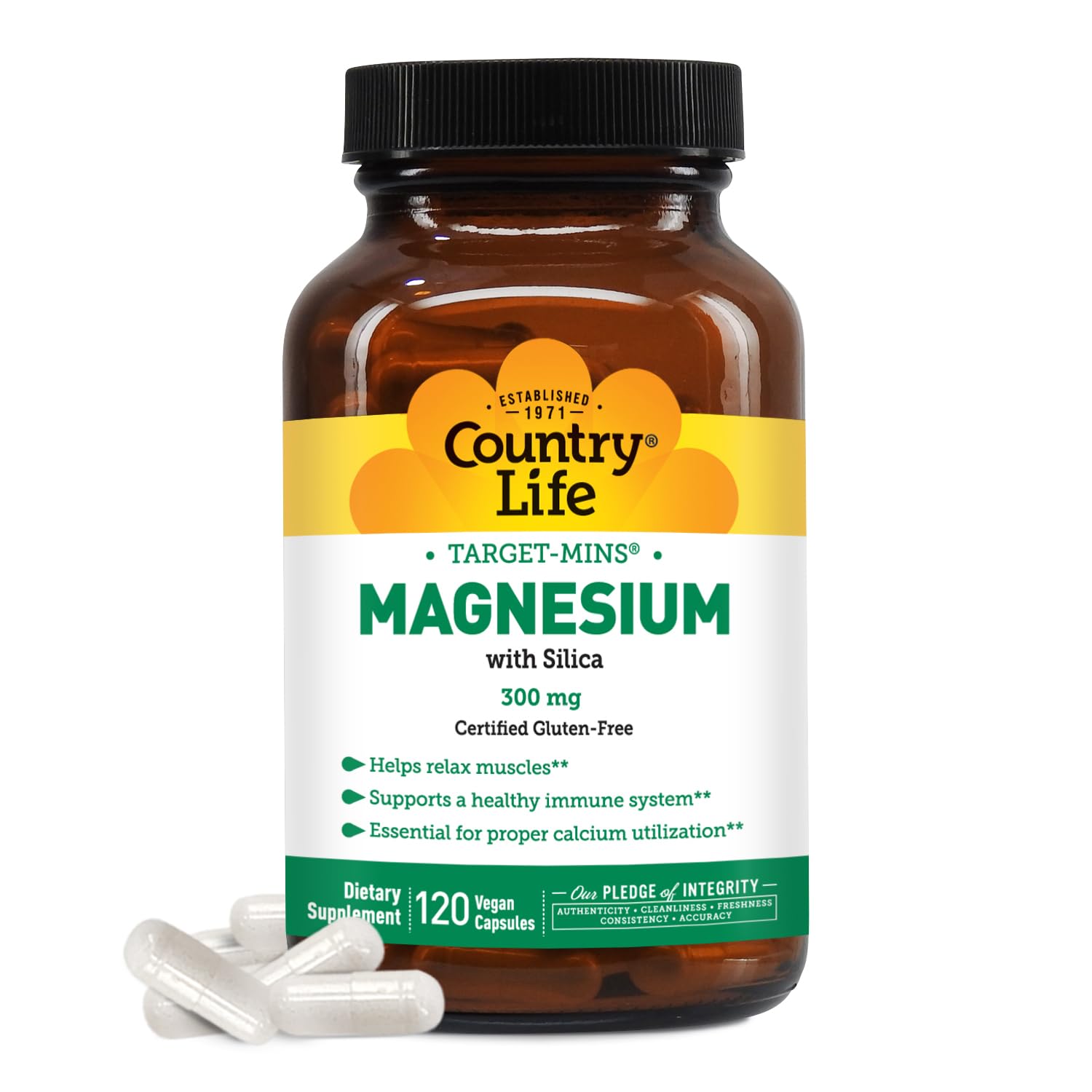 Target-Mins Magnesium with Silica bottle showing 120 vegetarian capsules