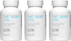 Front view of Tart Cherry Extract 1200 mg vegetarian capsules in a pack of 3