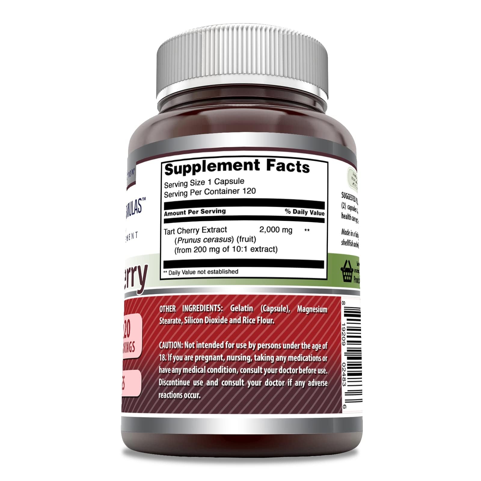 Close-up of Tart Cherry Supplement capsules 2000 mg