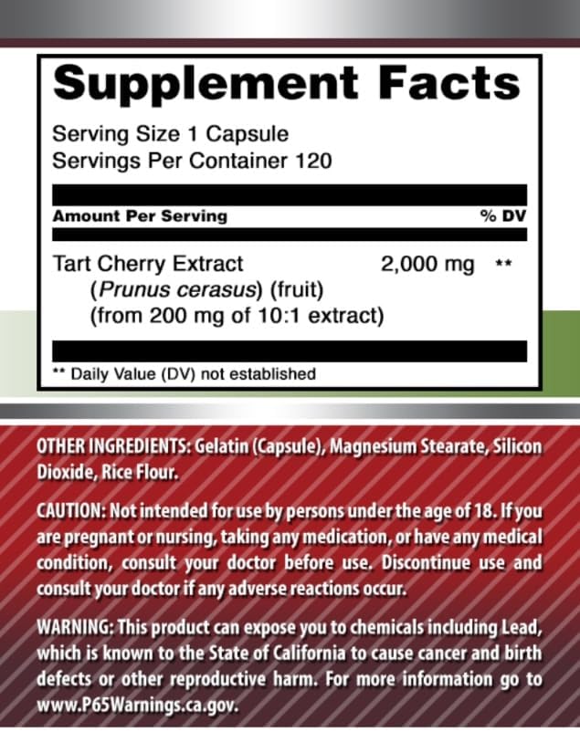 Front view of bottle packaging for Amazing Formulas Tart Cherry Supplement