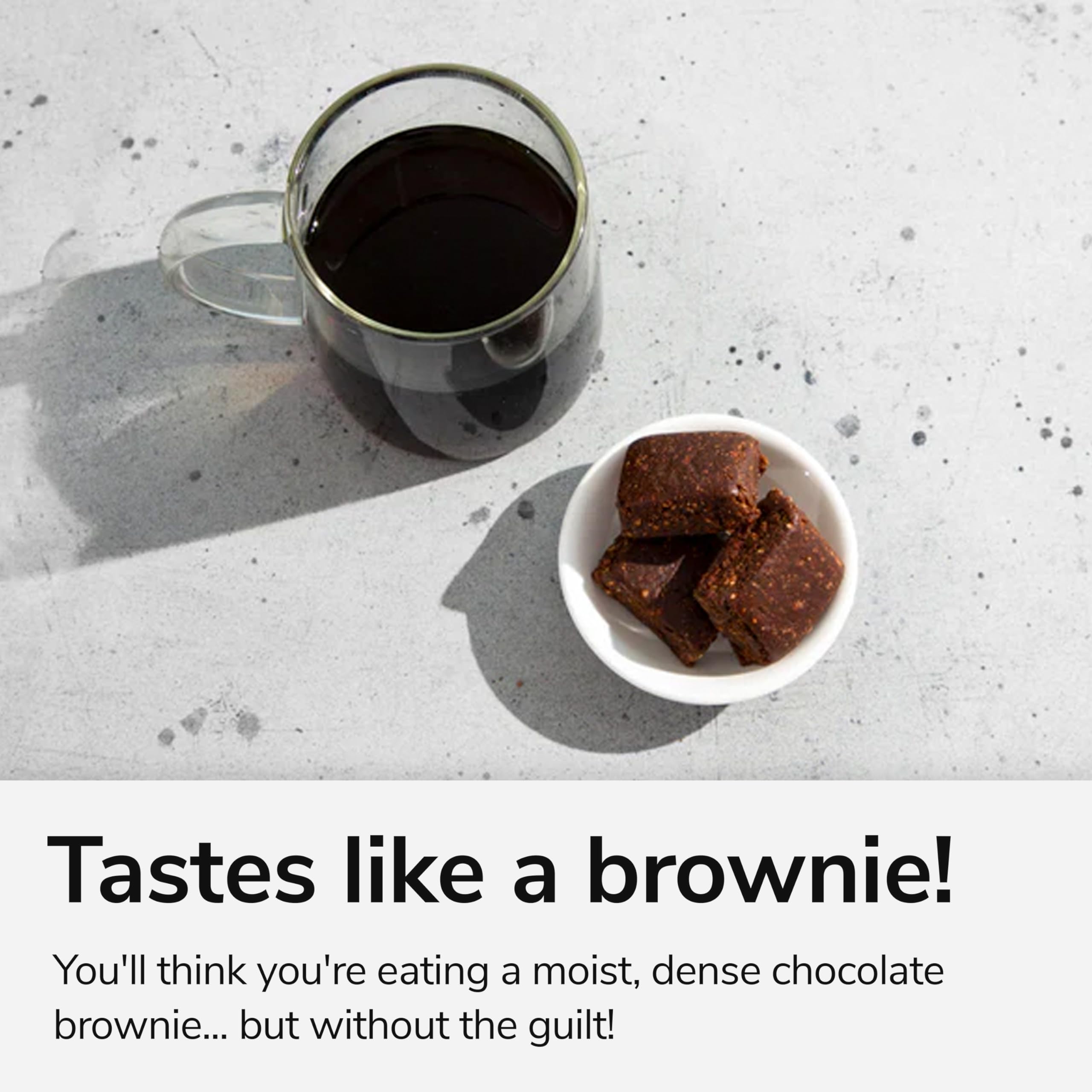 Moist, chocolate brownie-flavored bite