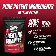 Gummy with nutrition information highlighting 1g creatine monohydrate