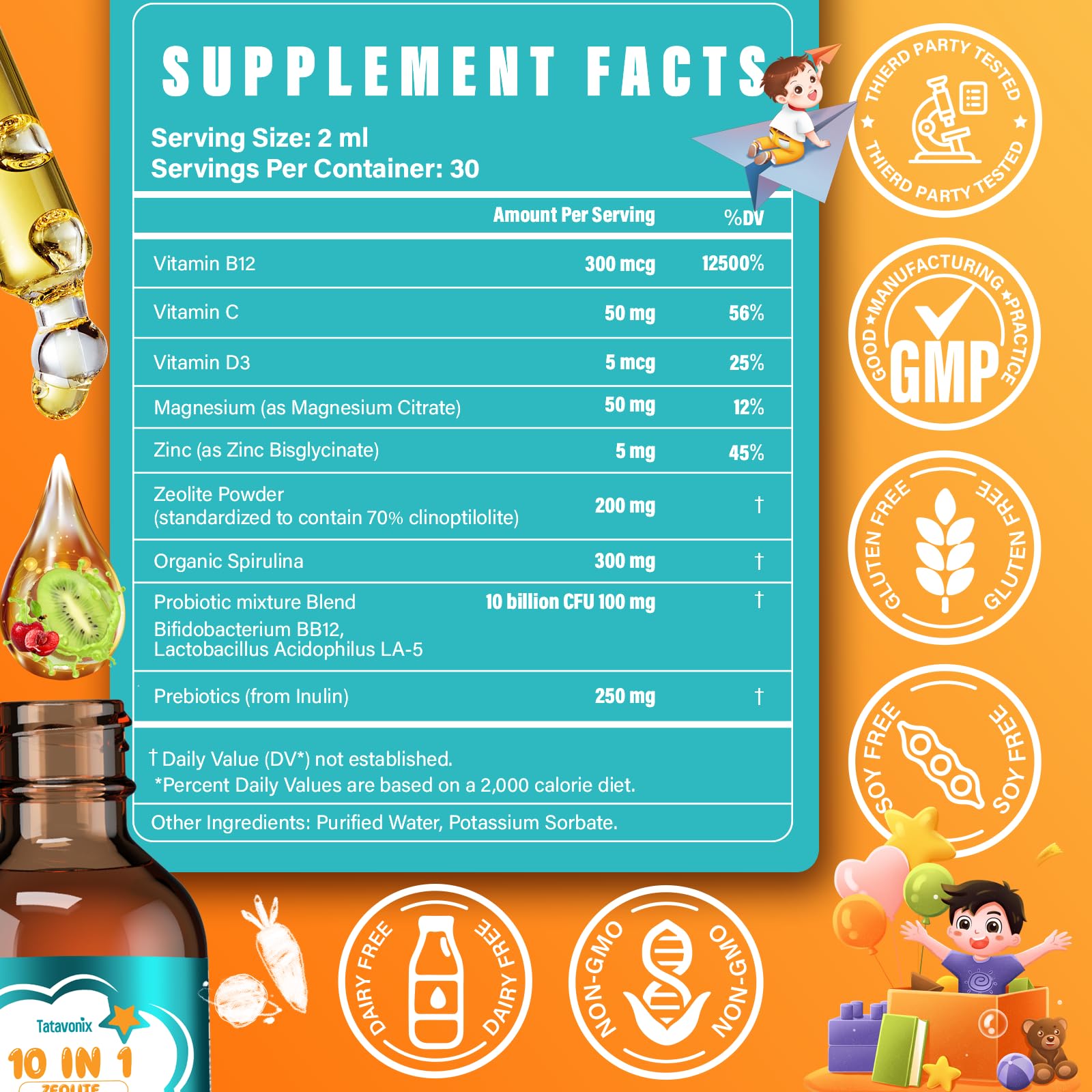 Close-up view of Tatavonix Zeolite Detox Drops bottle (60ml)