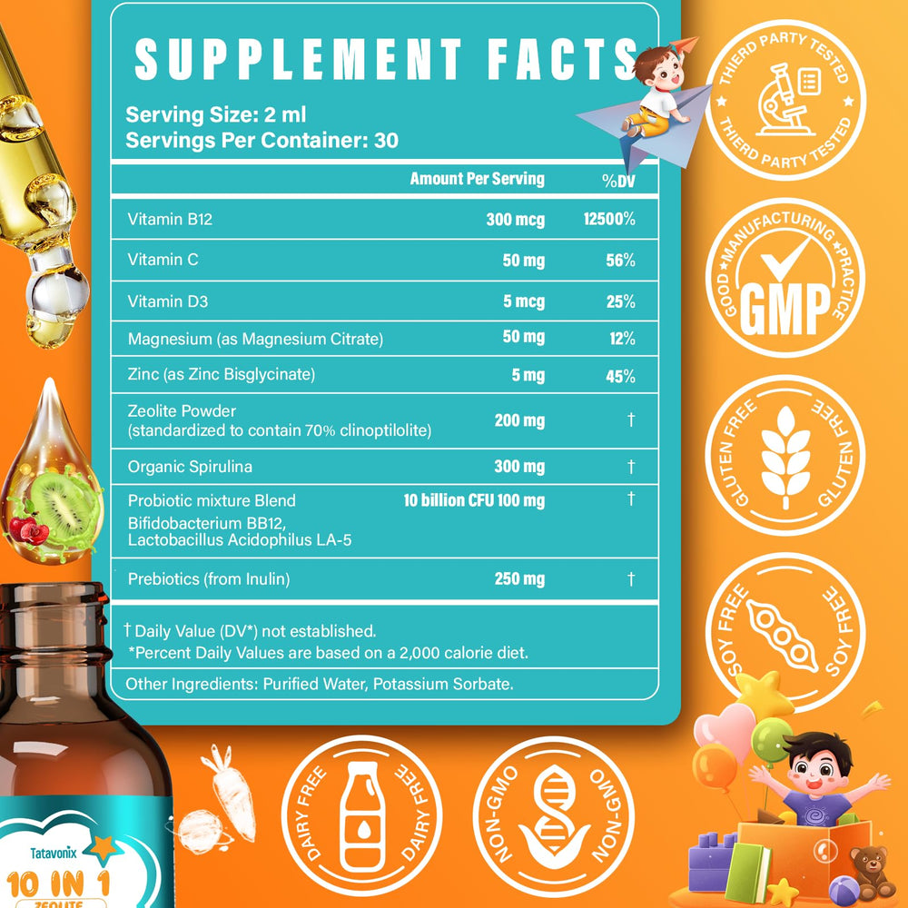 Close-up view of Tatavonix Zeolite Detox Drops bottle (60ml)