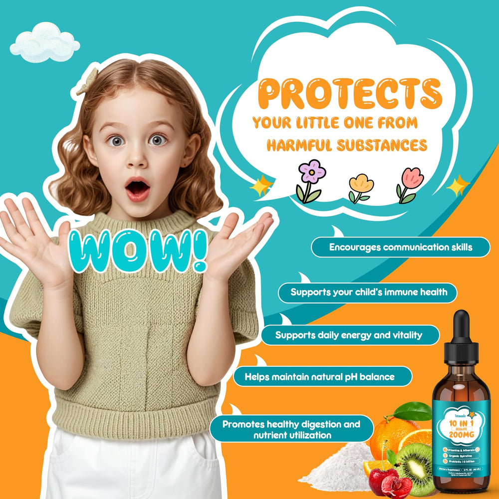 Kid-friendly usage image for Tatavonix Zeolite Detox Drops