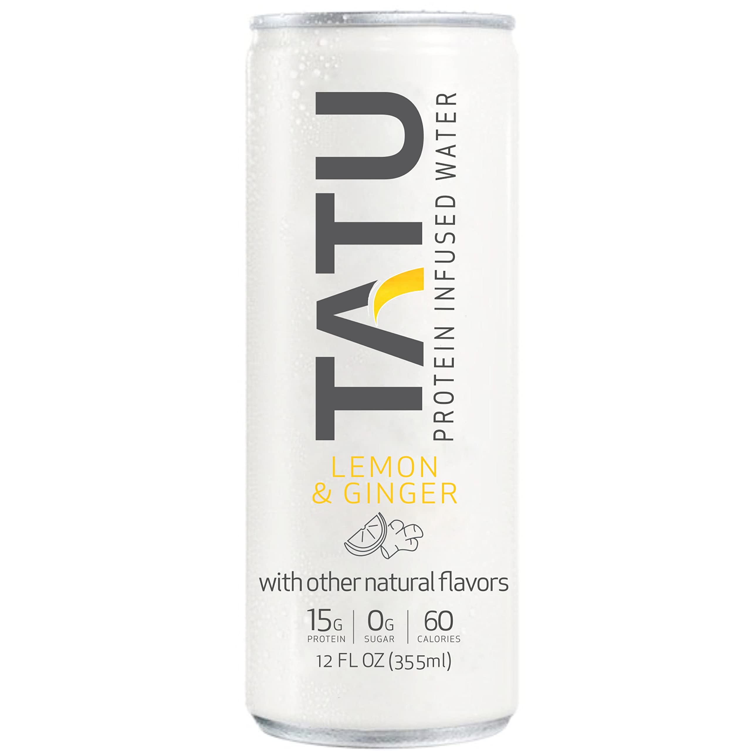 TATU Ready-To-Drink Protein Water Lemon Ginger 4-pack front view