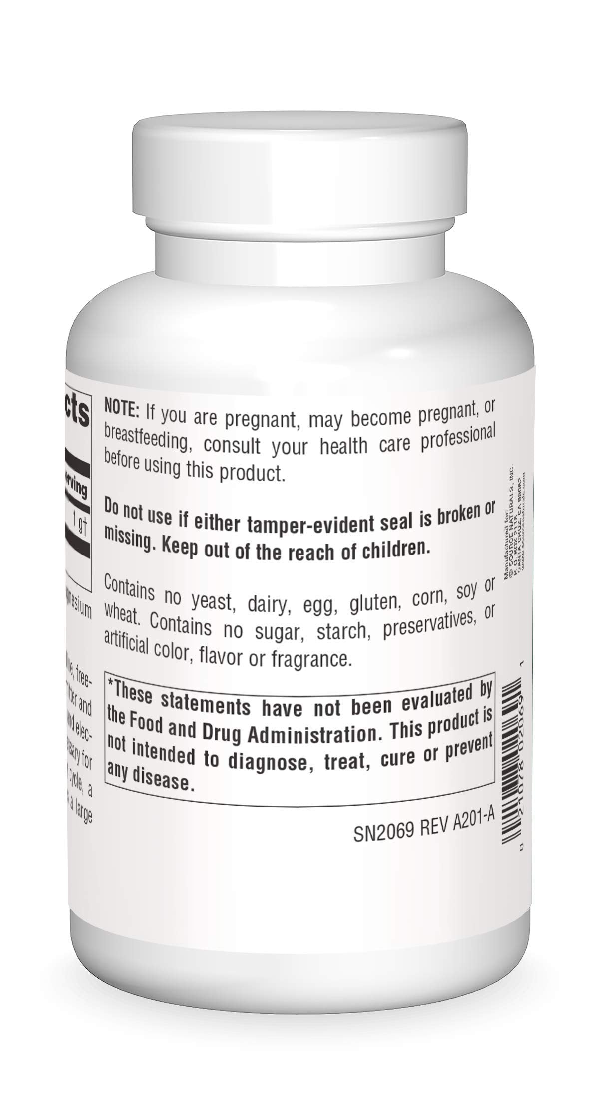 Close-up of Taurine 1000mg label by Source Naturals