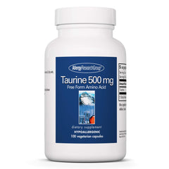 Allergy Research Group Taurine 500mg bottle, front view