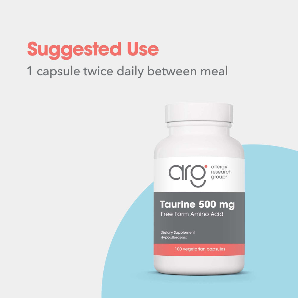 ARG Taurine 500mg bottle with measuring scoop
