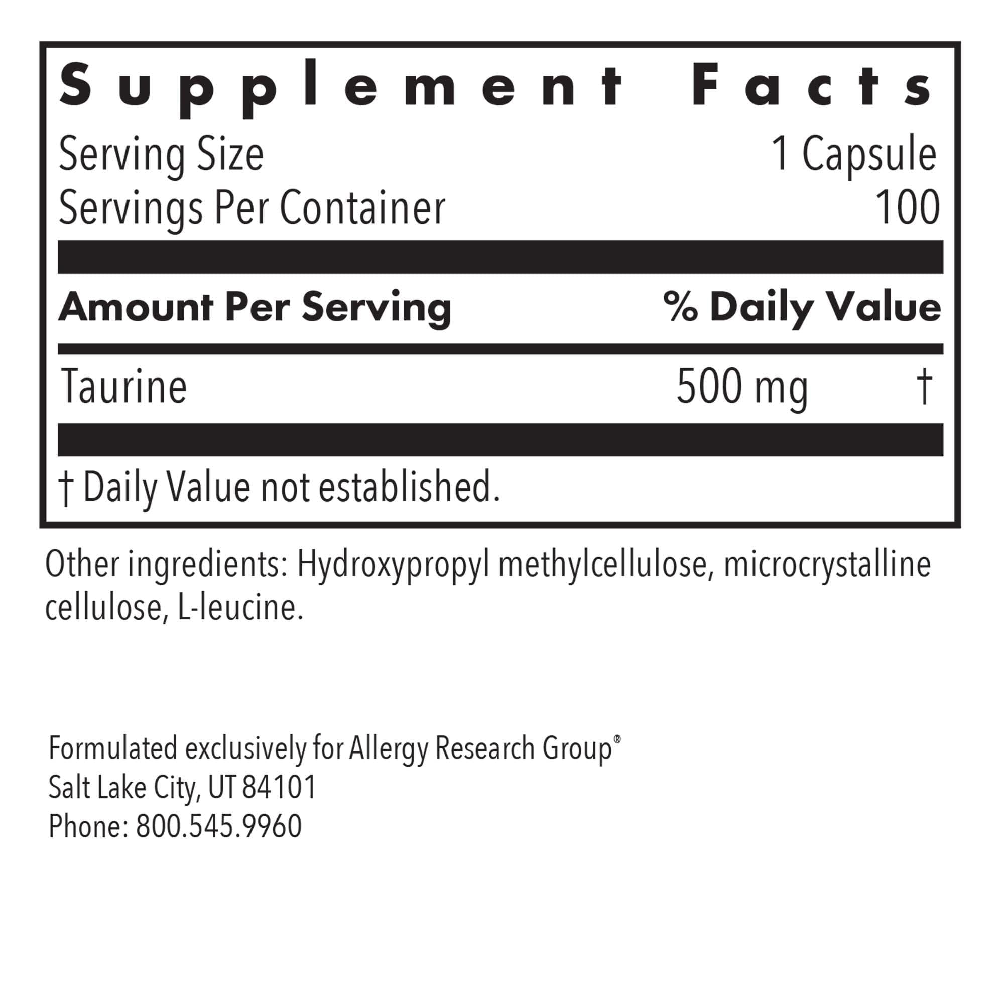 Free-form taurine amino acid for high purity and bioavailability