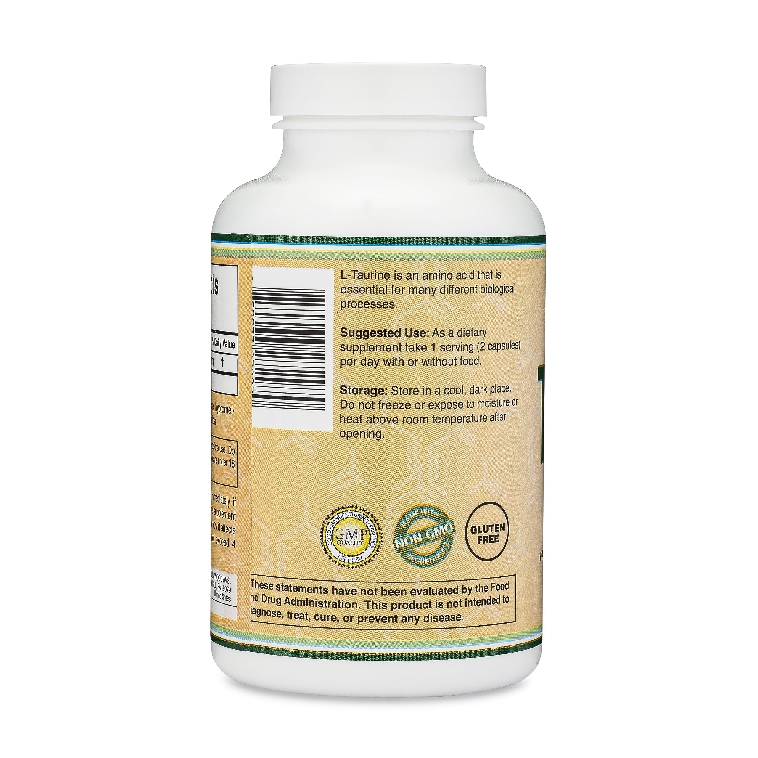 Gluten-free, vegan-safe, Non-GMO Taurine ingredients