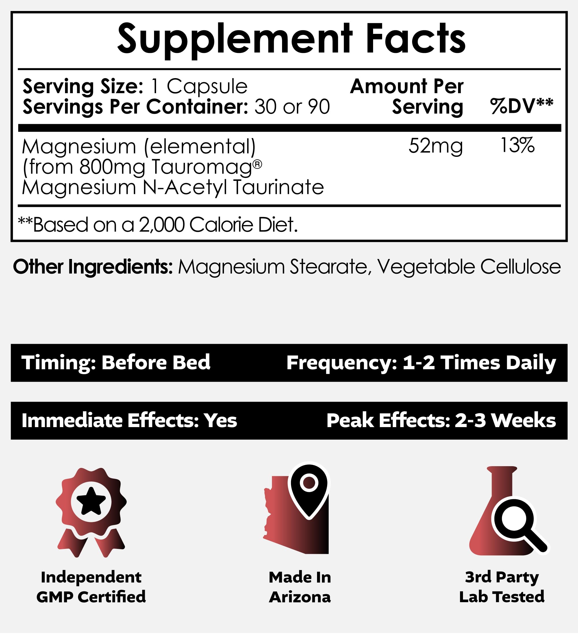 Tauromag 800mg bottle label close-up