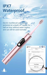 Pink aluminum wireless sonic toothbrush with detachable brush head