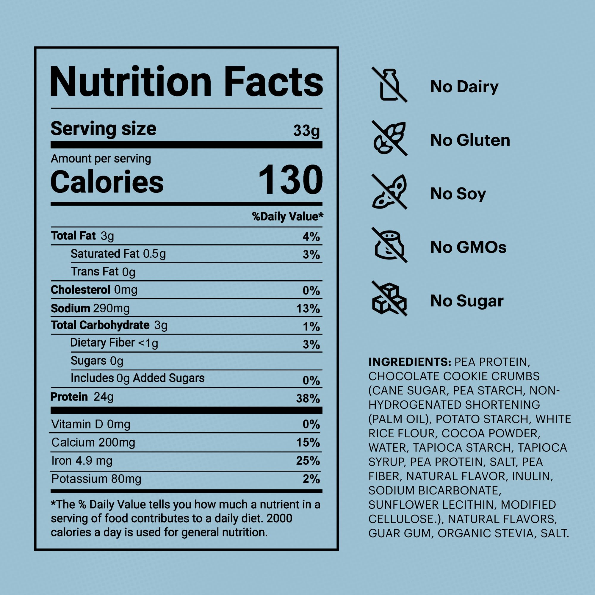 TB12 Cookies and Cream nutrition facts panel
