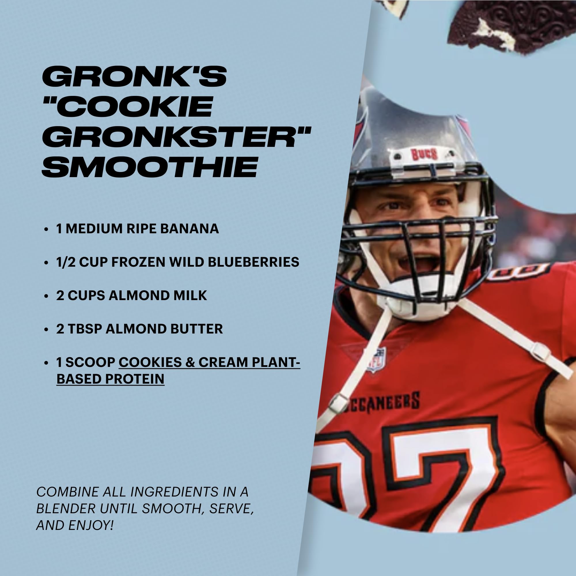 TB12 Cookies and Cream protein powder packaging