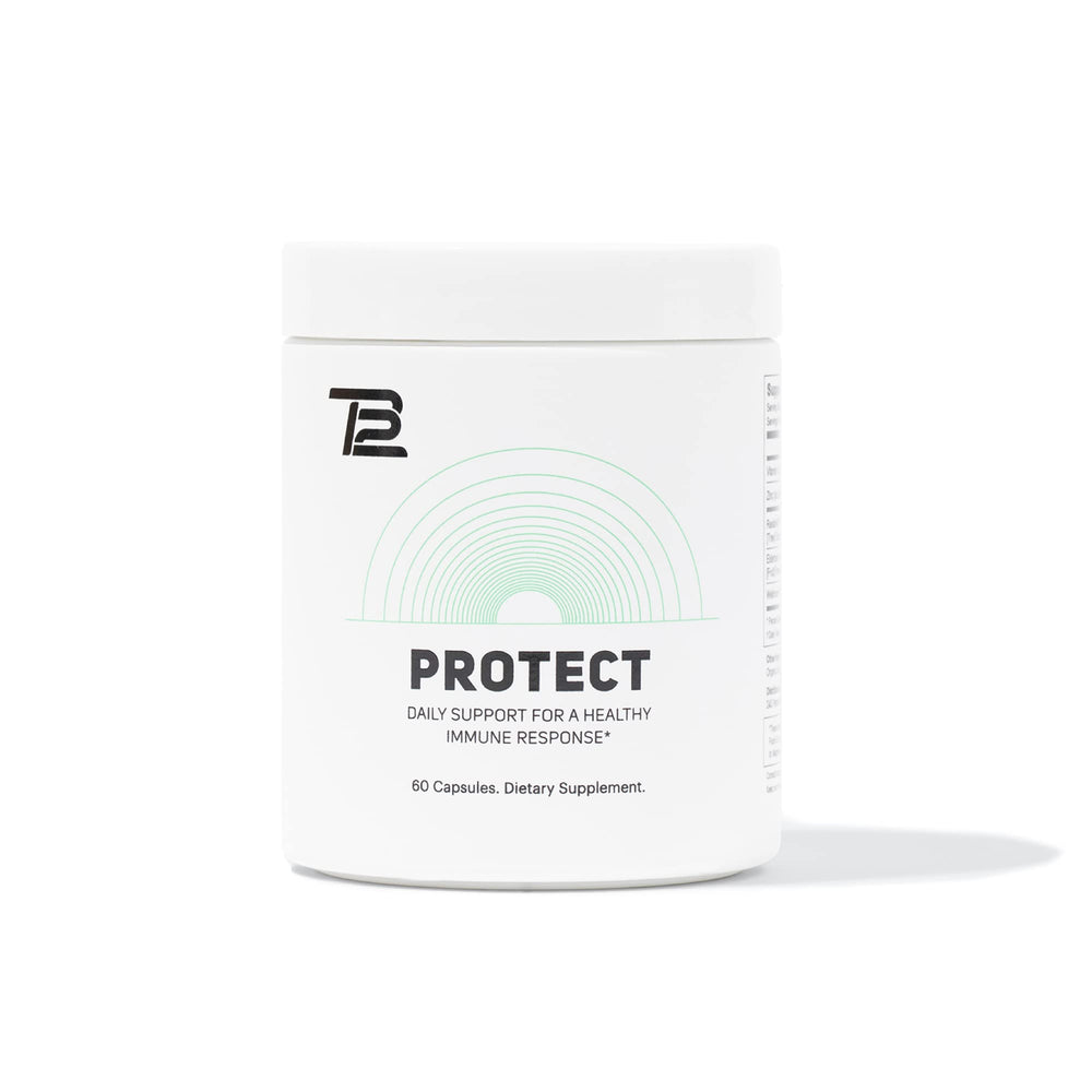 TB12 Protect bottle and label on white background