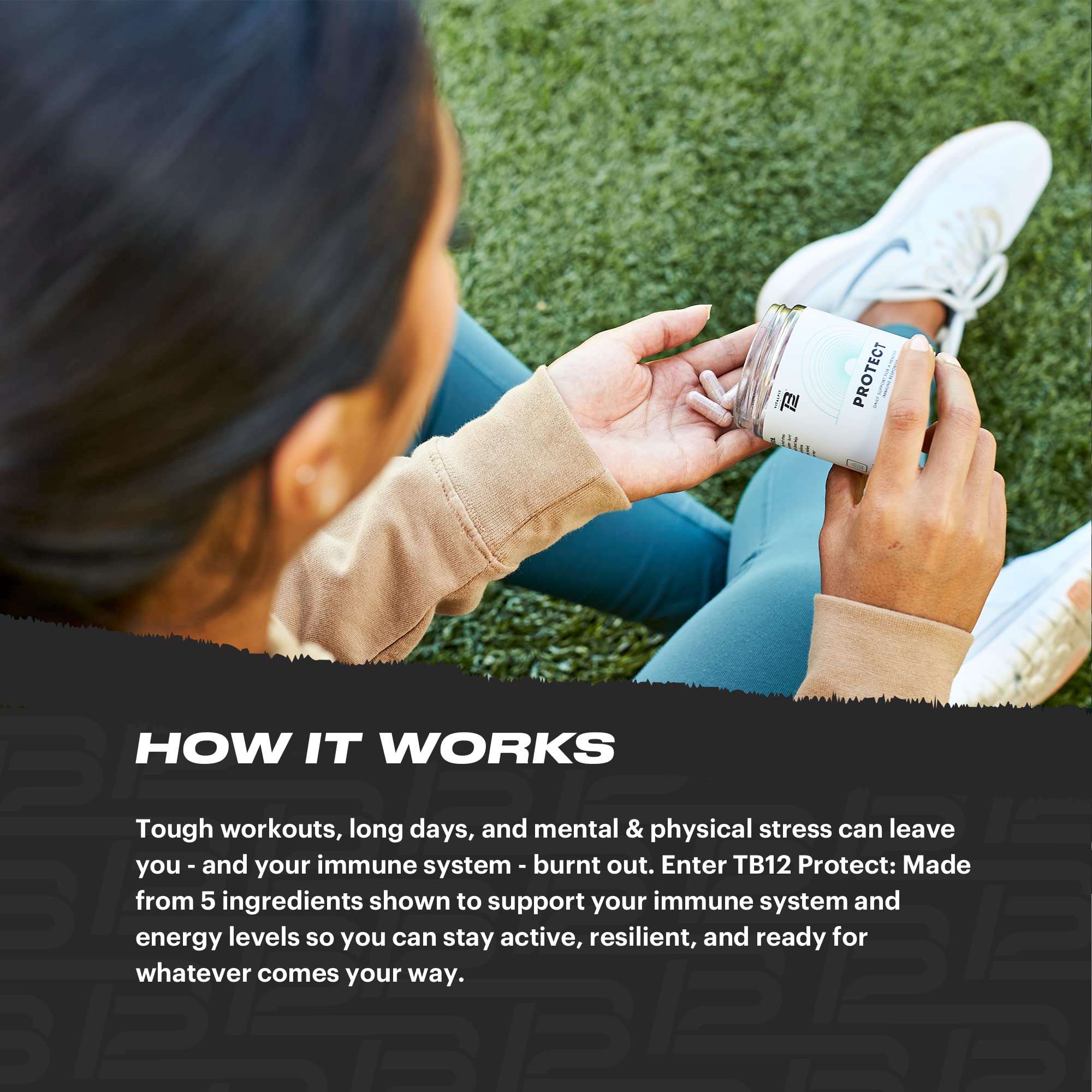 Close-up of TB12 Protect capsules