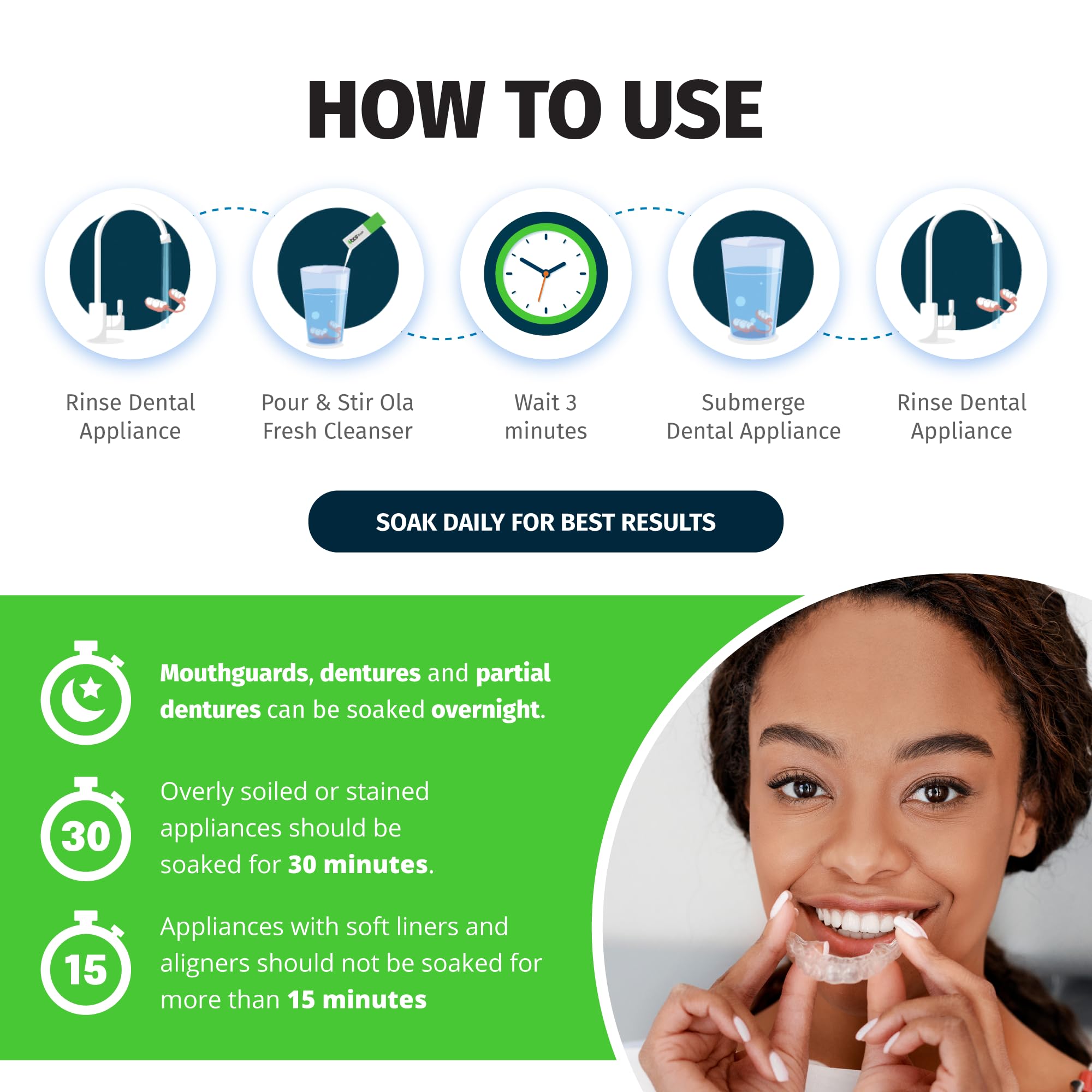 Denture cleaner powder packets for cleaning dental appliances